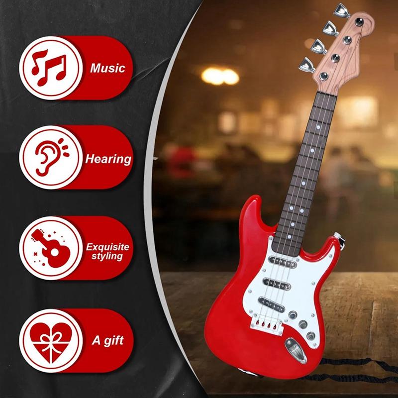 17In Çocuklar İçin Gitar Oyuncağı,Çocuklar İçin 4 Telli Elektrik Gitar Müzik Aletleri,Taşınabilir Elektronik Enstrüman Oyuncağı