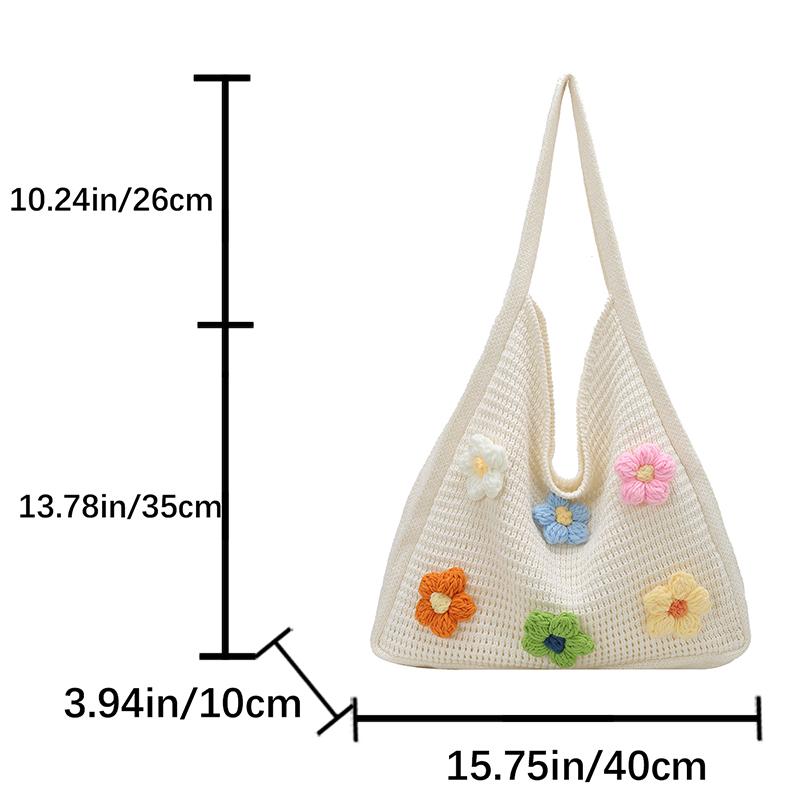 Woven One-shoulder Underarm Bag Crochet Bag Girls Shopper Bags Handbag For Students And Office Workers Comfortable Wide Strap