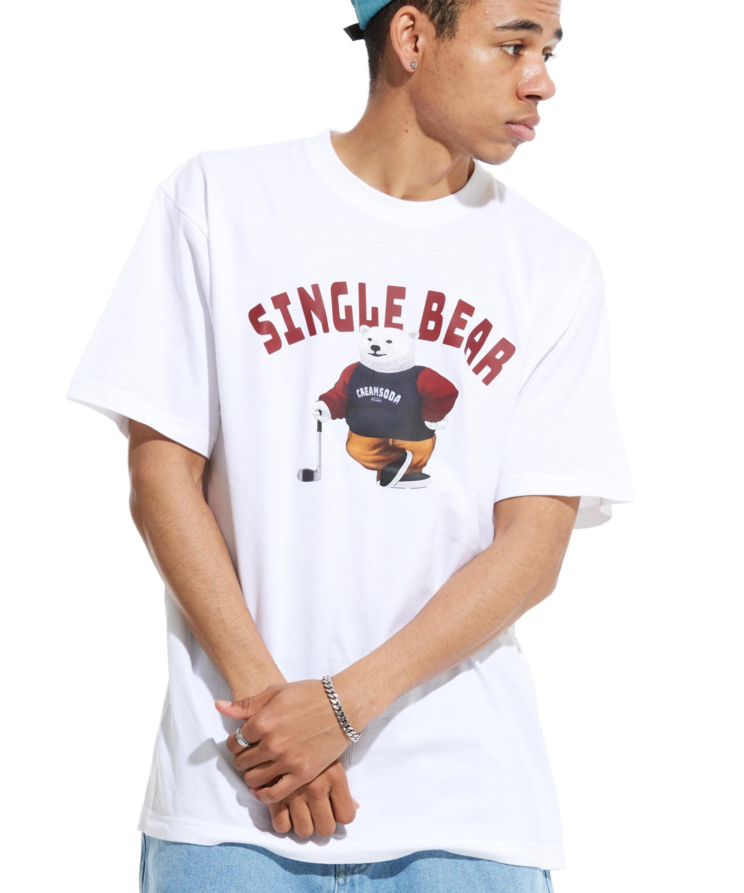 Cream Soda Lab Lab Polar Single Bear Short Sleeve Tee White Burgundy L