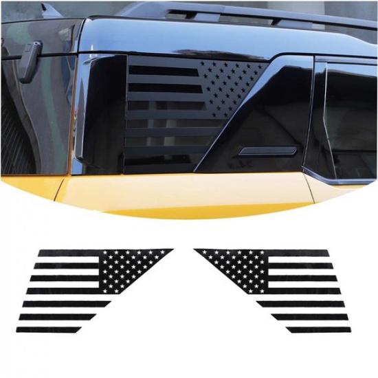 

2xRear Window Glass triangle Sticker Decals For Ford Bronco Sport 21+ Flag Black