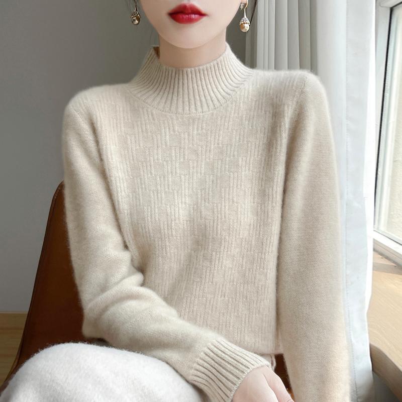 Women's Cashmere Sweater Qinghe Cashmere 30% Cashmere 70% Wool Autumn and Winter Cashmere Thick Pullover Soft and Warm