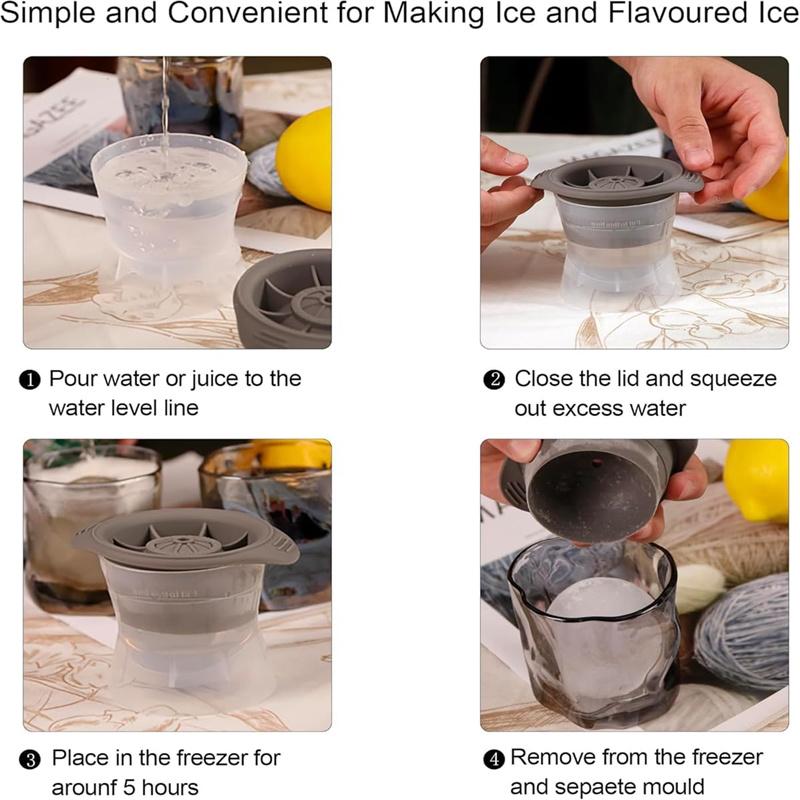 Silicone Sphere Ice Mold, Ice Hockey Mold, Whiskey Cocktails Drinks Partner Ice Cream Tool Diy Ball Mold