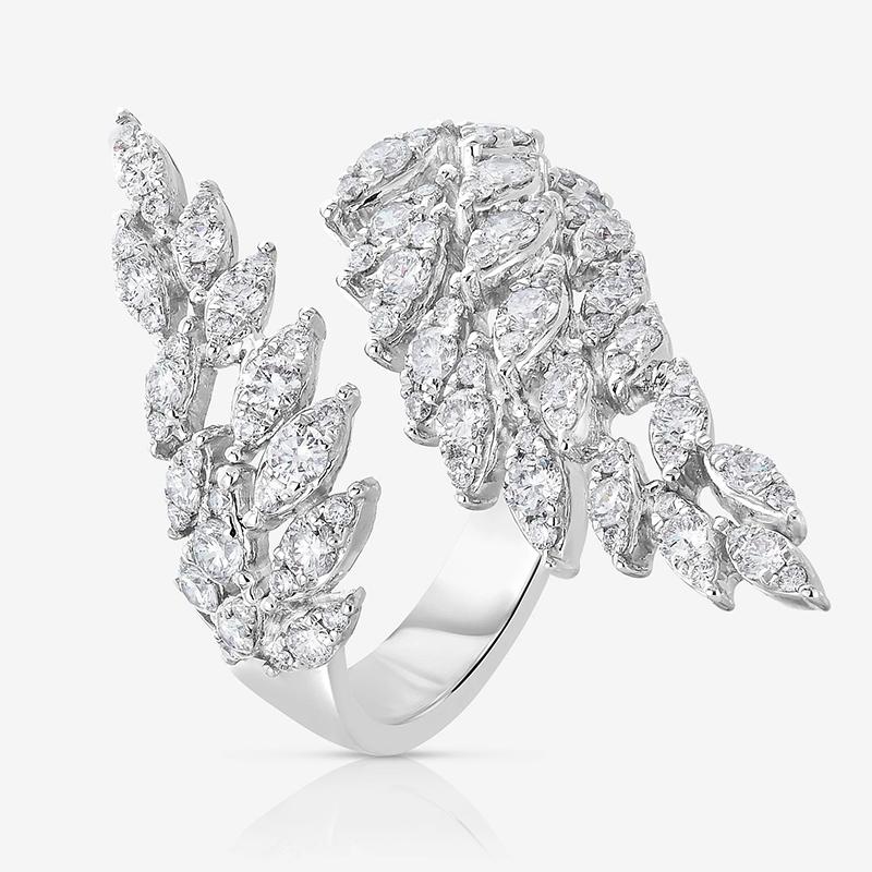 Huitan Trendy Feather Adjustable Ring for Women Wedding Party Sparkling Cubic Zirconia Rings Zinc Alloy Color Drop Shipping Zircon