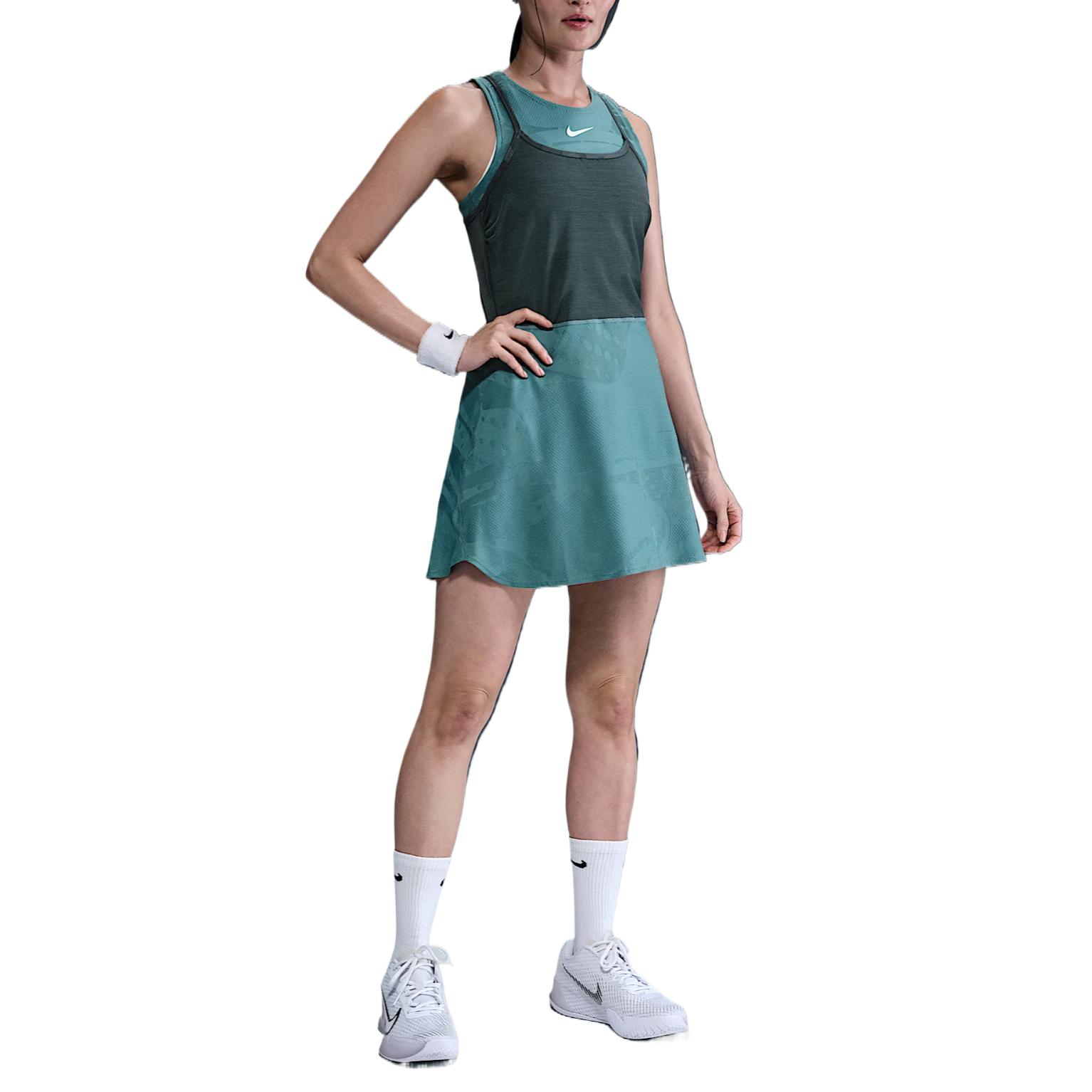 

Nike Tennis Crew Neck Comfortable Casual Sleeveless Dress Women Dresses Mineral-Blue-Green Faded-Spruce High-Pressure FZ6464-379 L