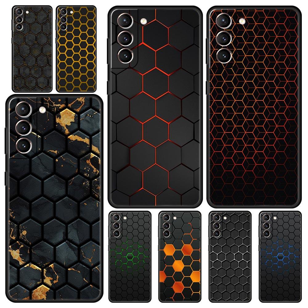 Phone Case For Samsung Galaxy S25 Edge S24 S23 S22 S21 Ultra S20 FE 5G S10 S10E S9 Plus Soft TPU Cover Honeycomb Pattern