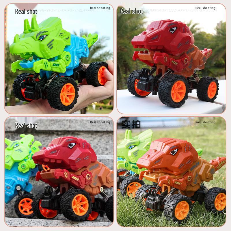 Dual Pull-back Inertia Tyrannosaurus Rex Off-road Toy Car - Shock-absorbing, Drop-resistant for Kids