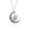 Versatile Necklace with Opal Inlayed Sun Moon Pendant Dainty Collarbone Chain Fashionable Sun Moon Neck Jewelry Ornament