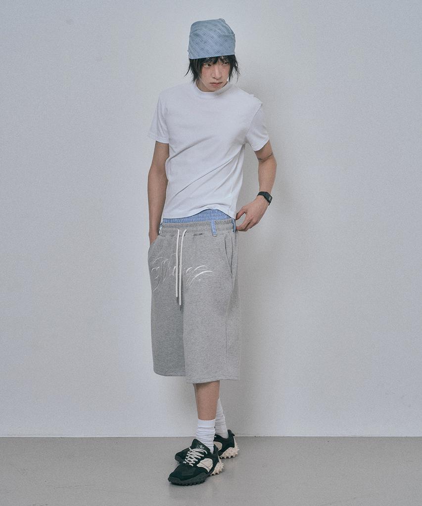 MOO Trunk Layered Sweat Bermuda Pants - Gray