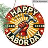 2D Flat - 7.87X7.87 Inch Metal Wall Art for Labor for Unions - "Ode to Labor" Featuring a Red Hammer And Workers' Fist Emblem, Perfect for May Day Or