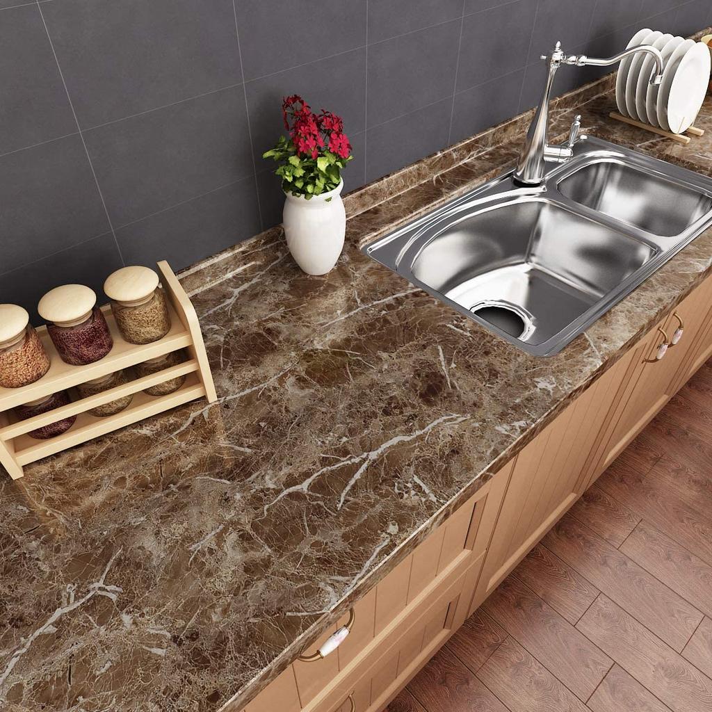 PVC Marble Stickers Self-adhesive Wallpaper Waterproof Heat Resistant Kitchen Countertops Table Furniture Cupboard Wall Paper