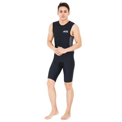 Męski kombinezon triathlonowy AXXL, Rozmiary S-XXL, Zamek z przodu, Szybkoschnący, Elastyczny, Spełnia japońskie normy (Srebrne Logo x Szary, L)