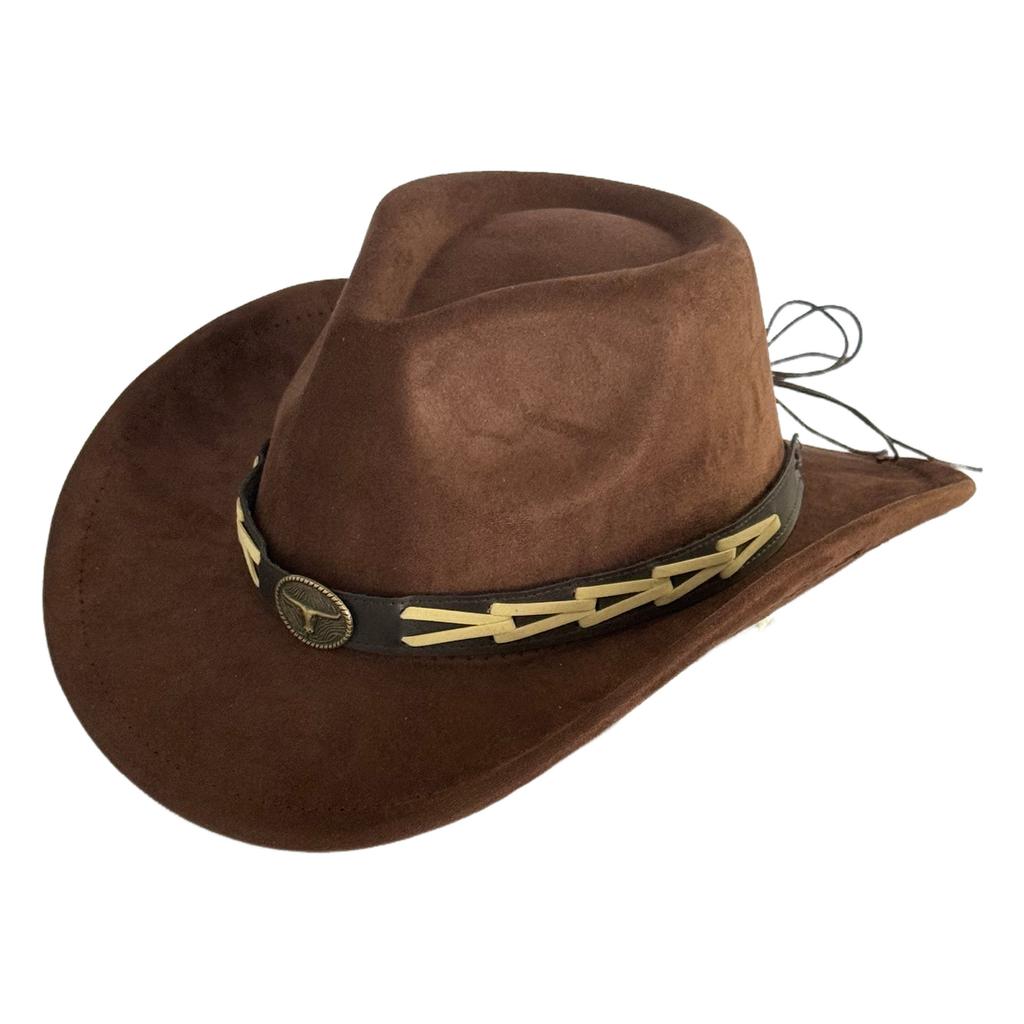 Hot-selling retro bull's head big-brimmed top hat, European and American suede western cowboy hat, men's temperament jazz hat