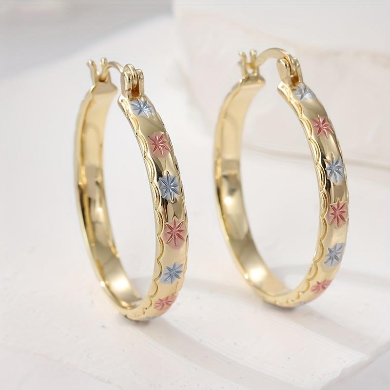 Klassischer schlichter Creolen-Ohrring für Damen, goldfarben, geometrisches Muster, passend für verschiedene Anlässe, vielseitiger Damenschmuck aus Metall, Geschenke