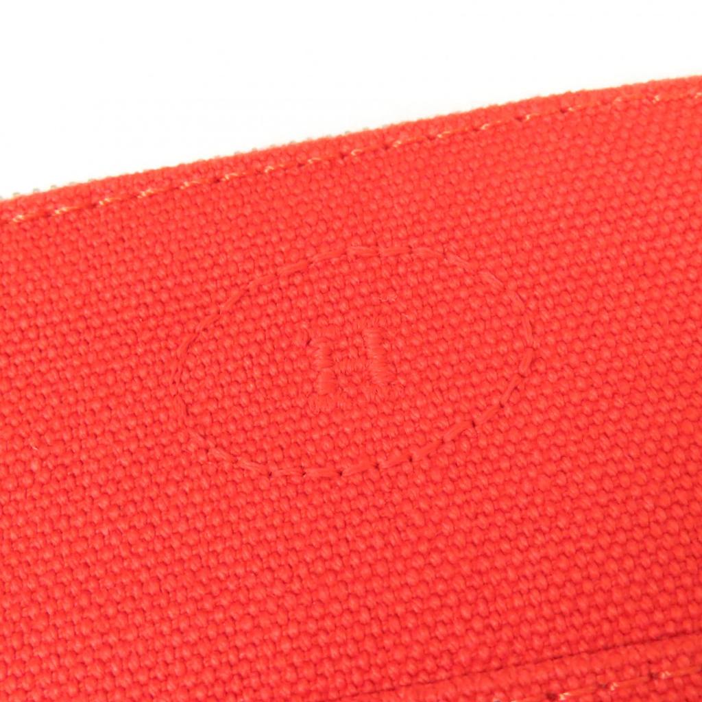 Great HERMES Pouch Boride pouch mini mini H logo canvas Orange cotton Women Used