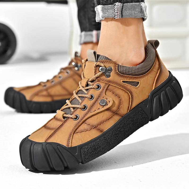 All-match Mens Casual Sneakers Antiskid Male Treking Footwear Vintage Mountaineering Shoes Outdoor Men's Genuine Leather Shoes