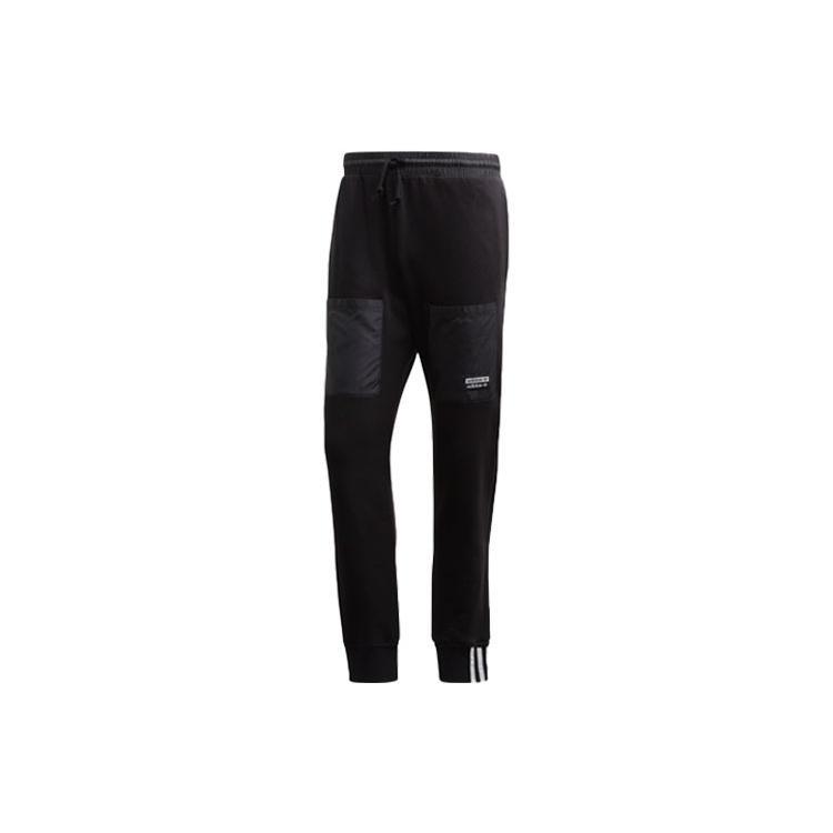 adidas originals Vocal Pants Logo Printing Splicing Bundle Feet Sports Pants Black Men s FP7708 S