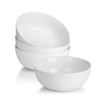WishDeco Bowls and Dishware Set of Salad Bowl Ramen Soup Diameter Microwave and Dishwasher Safe 4 600ml, Bowl, Bowl, White, 15cm,