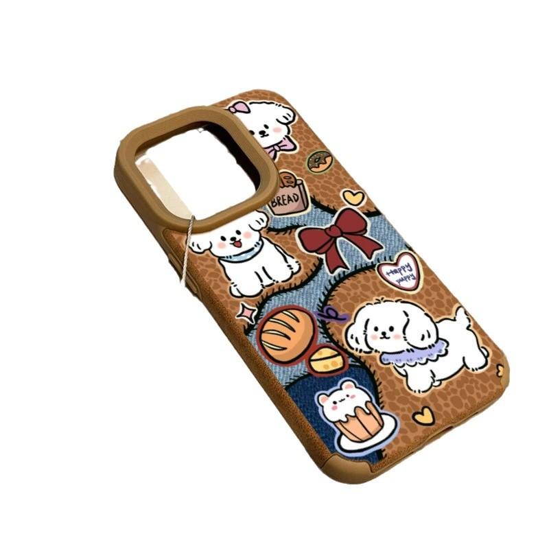 Brown for Apple 16promax Mobile Phone Case New Model for IPhone15 Cartoon Dog 14pro Skin Pattern 13/11