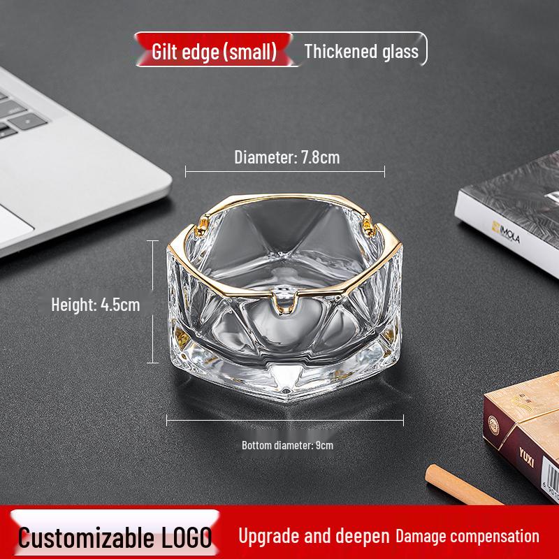 Crystal Glass Ashtray: Elegant, Fly-Repellent Design for Home or Office