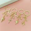 Elegant Cutout Four Pointed Star and Moon Keychain Pendant Durable Alloy Lightweight for Women Gift Bag Charm Accessory