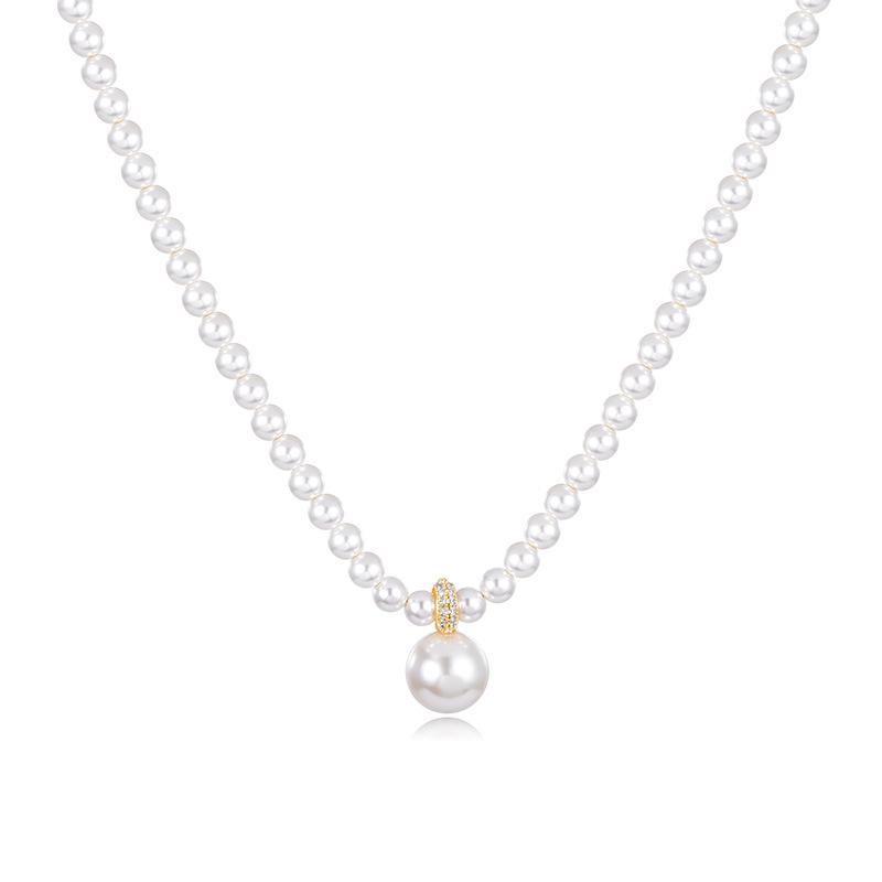 Women's Luxury French Hepburn Micro-Paved Diamond Pearl Choker Necklace
