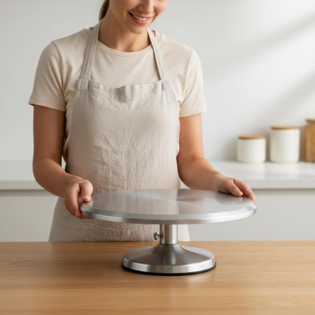 Degree Rotation Cake Turntable Professional Grade Stainless Steel Decorating