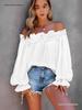 Elegant One-Shoulder Ruffled Long-Sleeve Shirt for Women