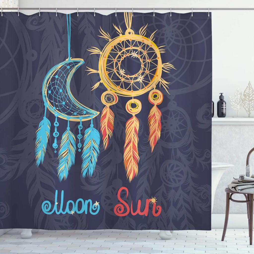 Colorful Theme Dreamcatcher Shower Curtain Feather Ornaments Hope Dreams Come True Art Print Polyester Fabric Bathroom Curtains