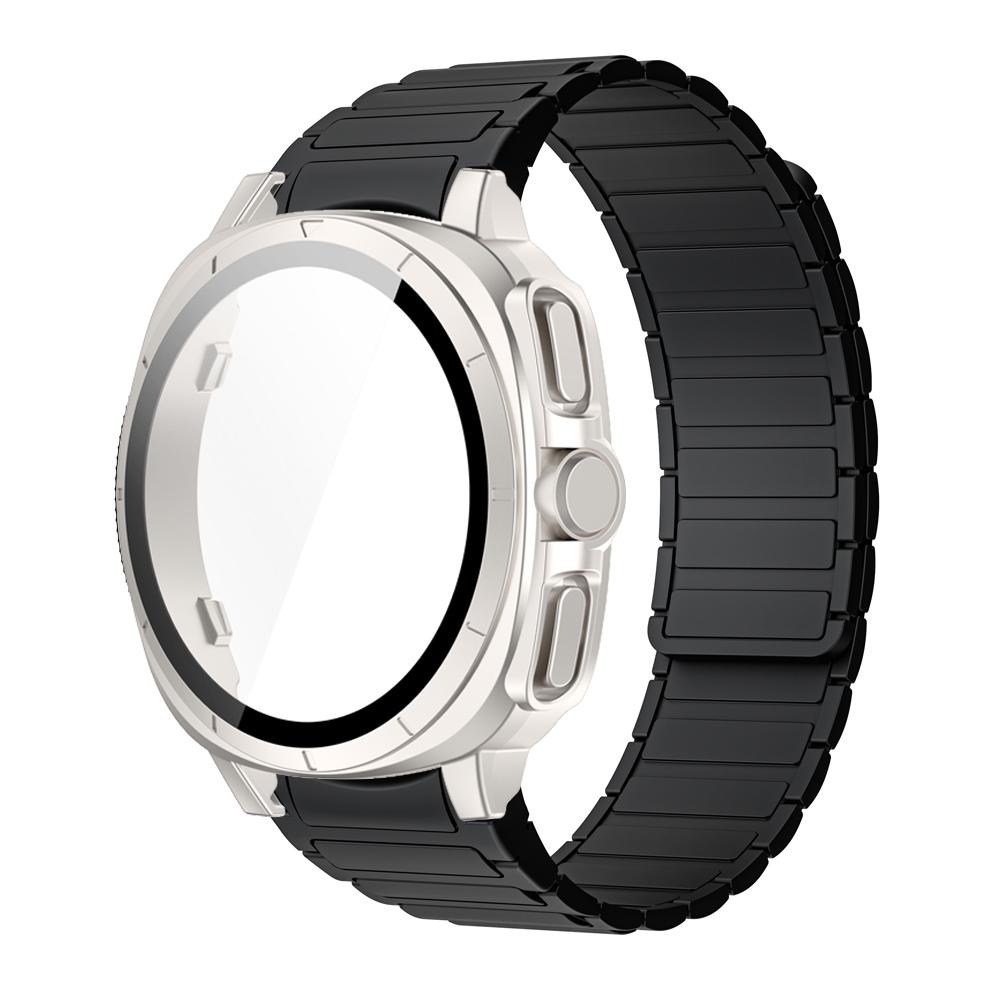 PC Case+Strap Upgrade To Ultra 47mm for Samsung Galaxy Watch 7 40mm 44mm No Gaps Silicone Magnetic Band PC Tempered Glass Screen