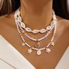 Shell Turtle Starfish Imitation Pearl Seed Bead Necklace 3-Piece Set Stacking Beach Vacation Style Accessory Daily Accessory