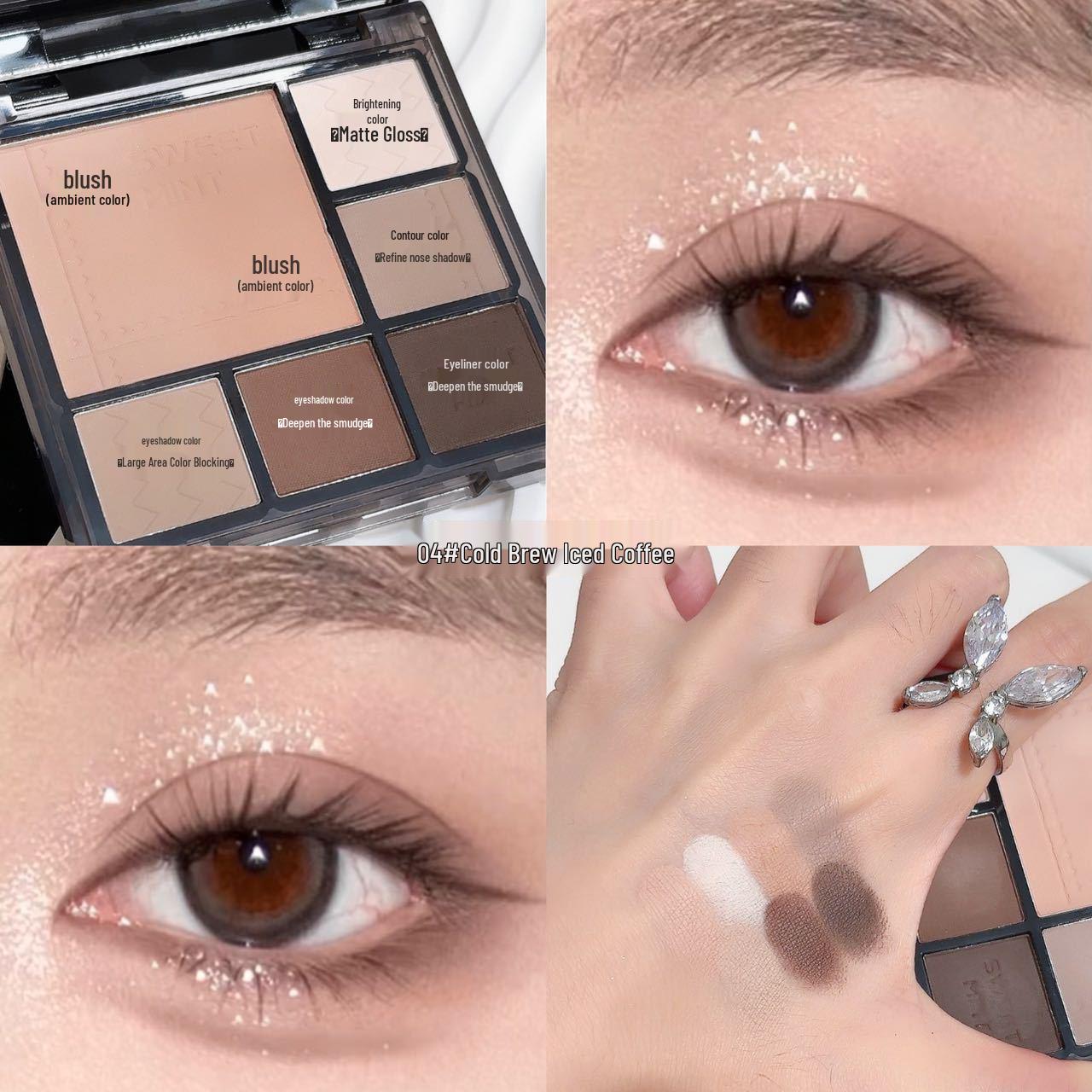 Sweet Mint Earth Tones Palette: Gradient Eyeshadow, Matte Highlighter, Contour & Blush All-in-One