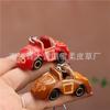 First Layer Cowhide Mini Car Keychain Pendant Locomotive Car Key Chain Accessories Bag Cute Trendy