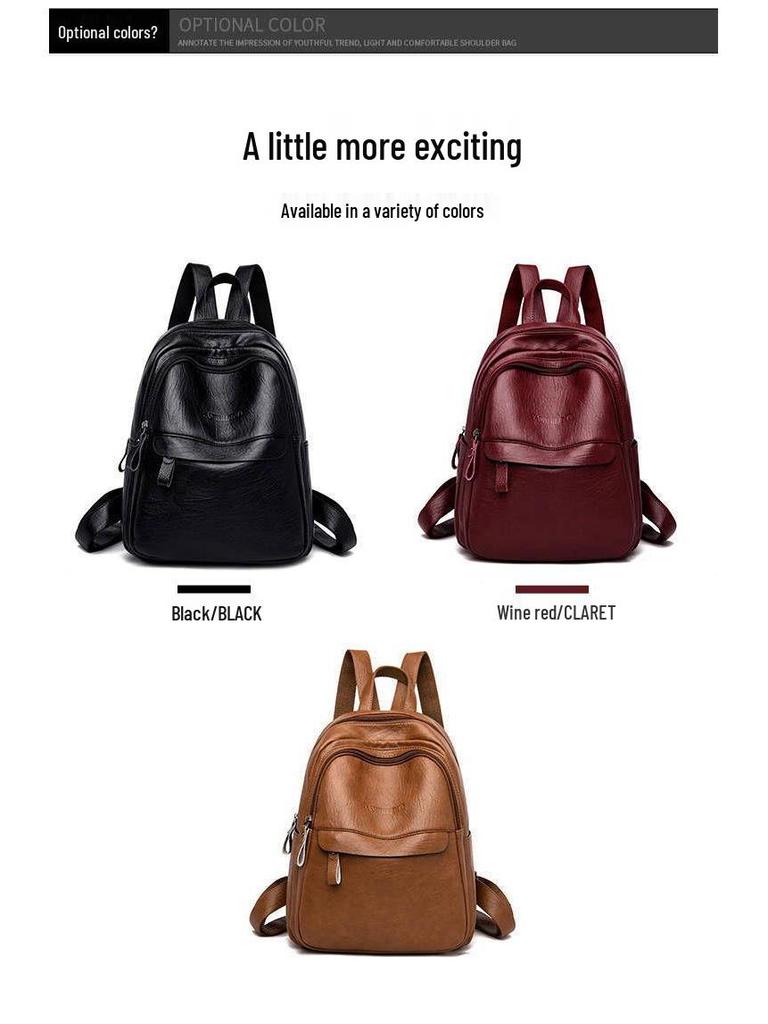 Versatile Women's PU Leather Backpack Handbag – Large Capacity, Casual Schoolbag