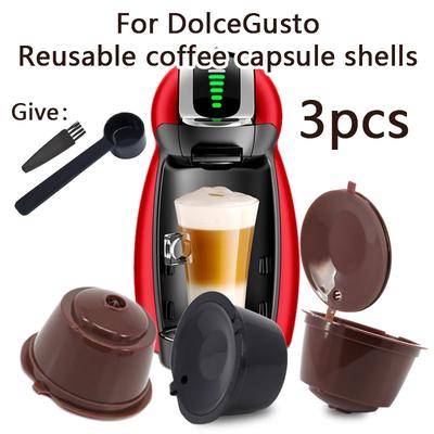 3Pcs/set Fit for Dolce Gusto Coffee Filter Cup Reusable Coffee Capsule Filters for Nespresso with Spoon Brush(Color Random)