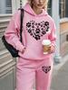 Europe And The United States New Fashion Leisure Sports Hooded Flower Print Sweater Set