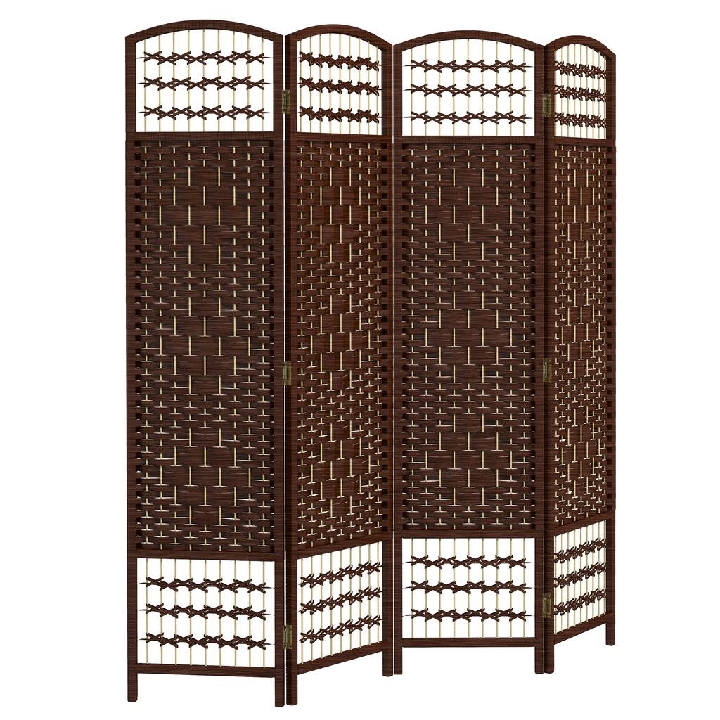 Wooden Room Divider Folding Screen, 4 Panels, 160 x 170 cm, Brown