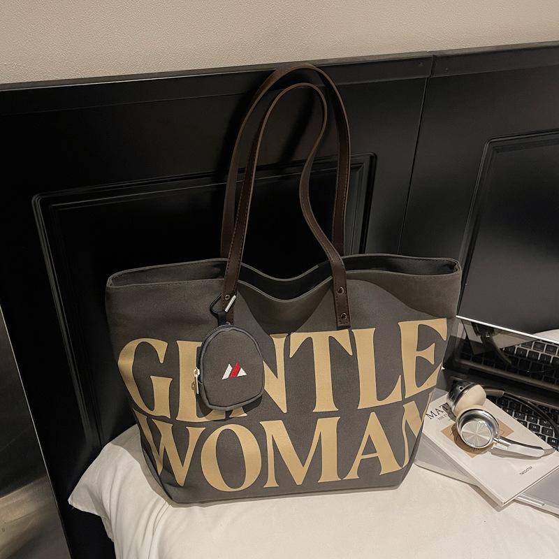 2025 Autumn New Fashionable Simple Tote Bag Korean Niche Letter Tote Bag Commuter Large Capacity Shoulder Bag