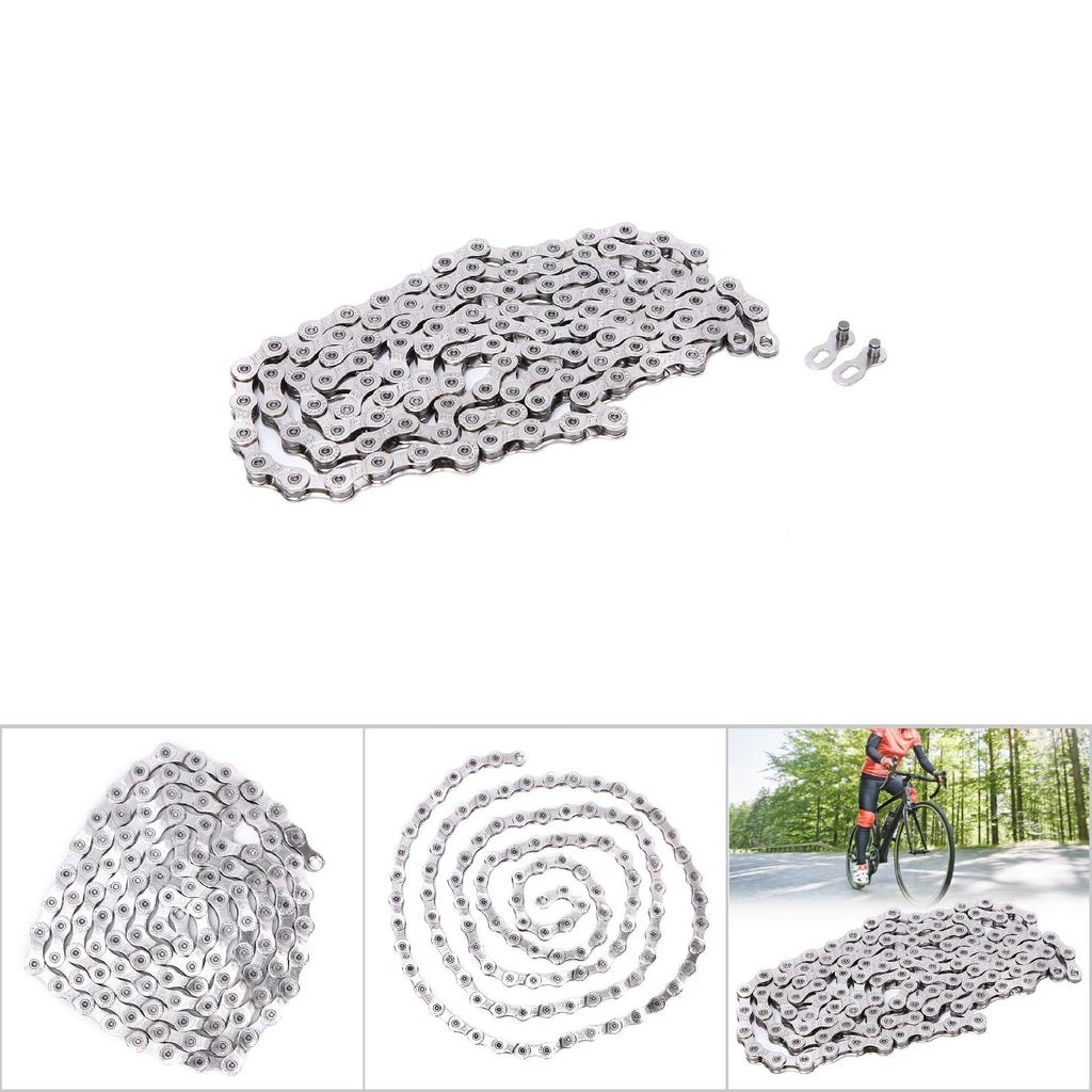 Corrente de Bicicleta de Aço de Qualidade Peça de Reposição Acessório de Ciclismo para Bicicleta de Montanha DobrávelS99 prata (9 velocidades)