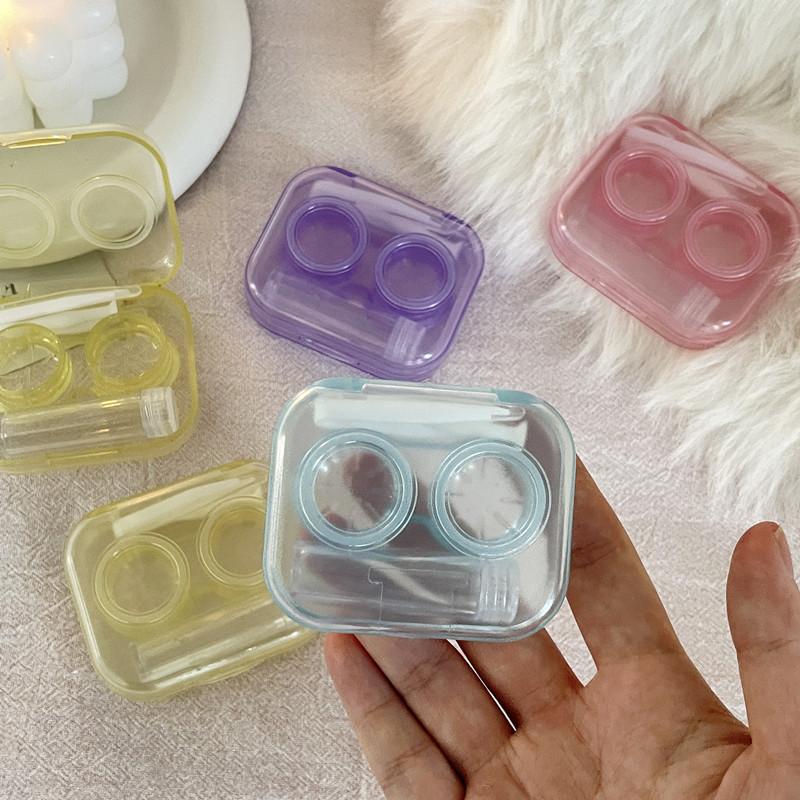 Mini einfarbiger Kontaktlinsenbehälter, Kontaktlinsenbehälter für Mädchen, Reisehalter, Aufbewahrung, Augenbehälter mit Spiegel