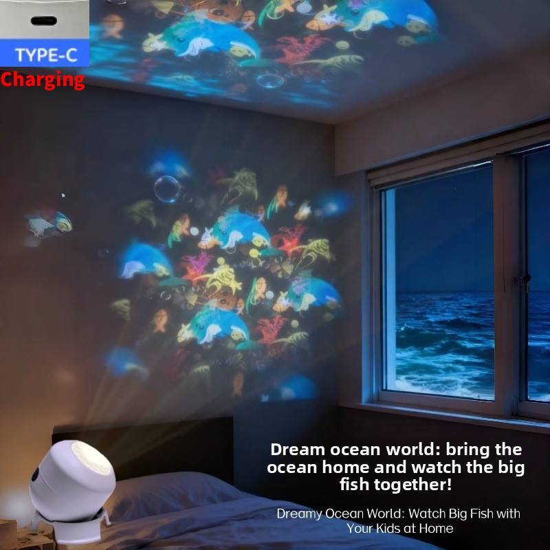 Ocean Snowflake Christmas Theme Led Rotation Projector Night Light For Childrens Sleep Room Decor