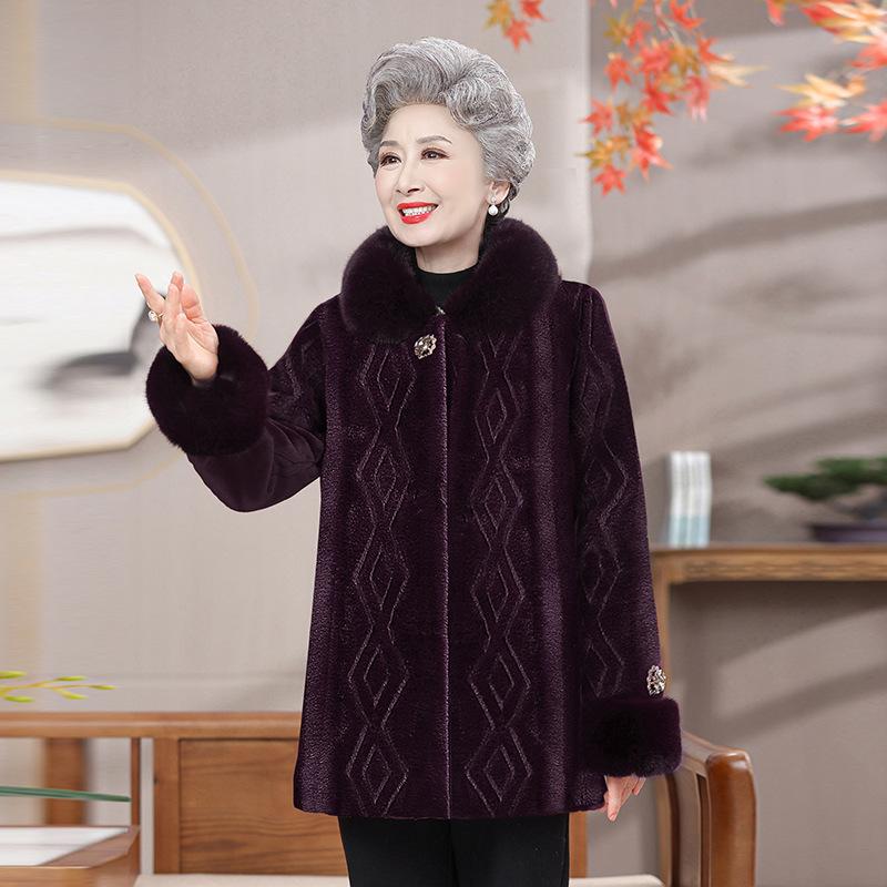 

Autumn and winter imitation mink velvet jacket wide too much imitation fur padded coat 5XL (145-80kg recommended) фіолетовий