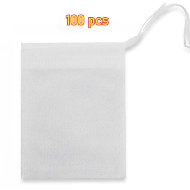 100 Pcs Disposable Tea Bags, Multiple Sizes, Loose Leaf Tea, Empty Large Scented Drawstring, Iced Coffee Filters