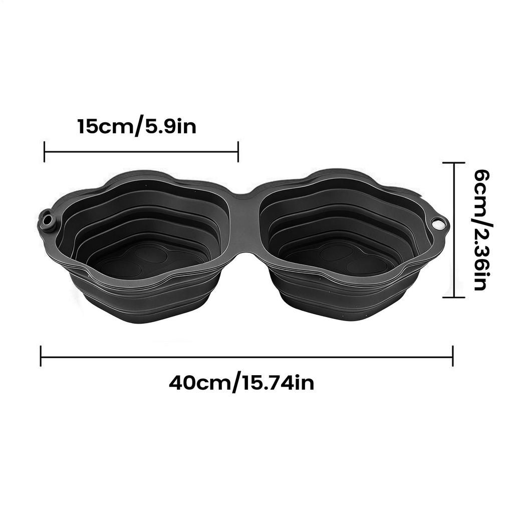 Water Bowl For Dogs 2-Compartment Silicone Foldable Dish Pet Water Bowl Food Feeder For Small Medium Large Cat Kitten Home