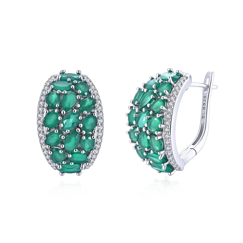 Light Luxury Natural Green Agate Earrings 925 Sterling Silver Real Gemstone Fine Jewelry for Women's Anniversary Gifts