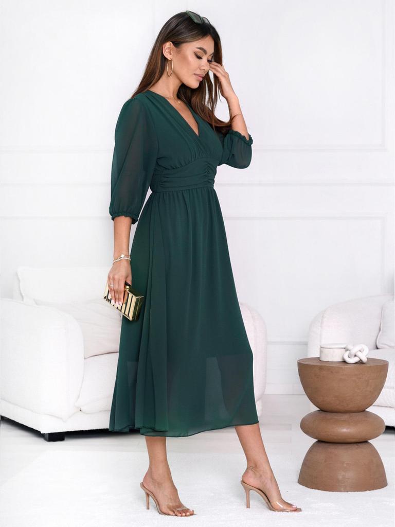 2025TEMU Autumn Elegant High Waist Swing Dress PJ0264