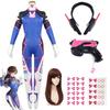 Oyun Overwatch Dva Cosplay Kostümleri Tayt Tulum Peruk Kulaklık Tabancası Cosplay Sahne dövme çıkartmalar Takım Elbise Kadın Parti Zentai Cos