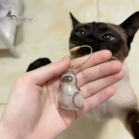 Elegant Pet Fur Memory Jar Cat Hair Storage Bottle Transparent Keepsake Keychain Memorial for Collecting And Dog Gift Pets