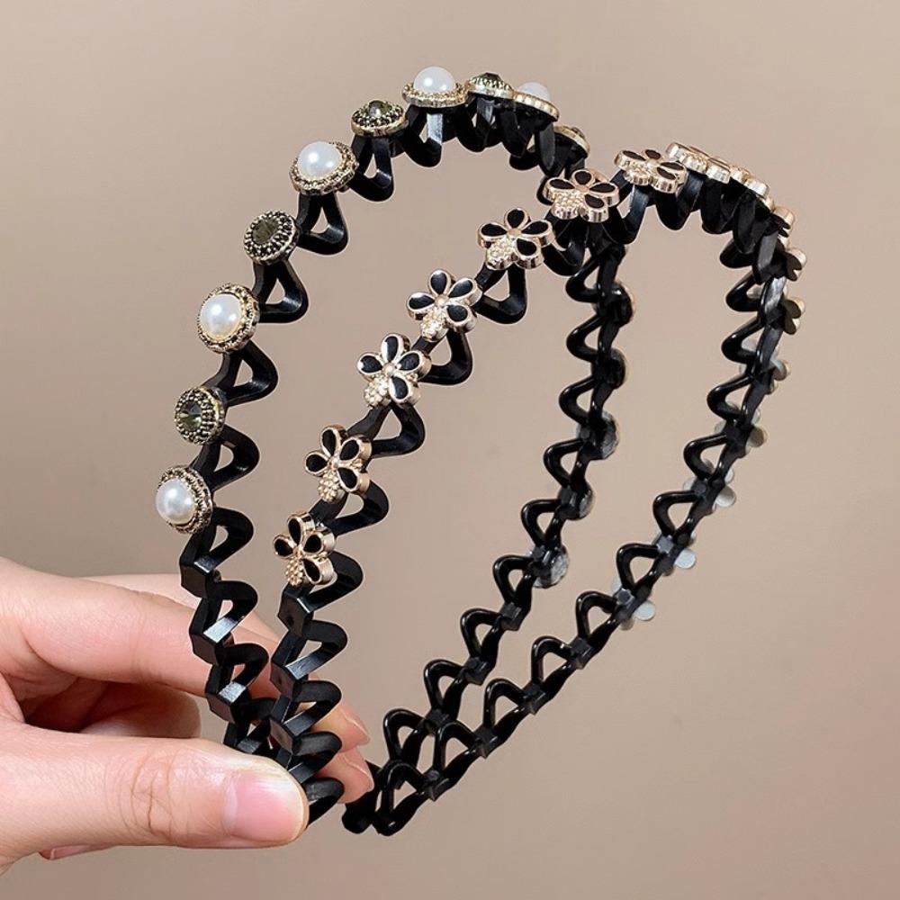 

Rhinestone Braided Tools Hairband Flower Hair Toothed Headband Women Style 9