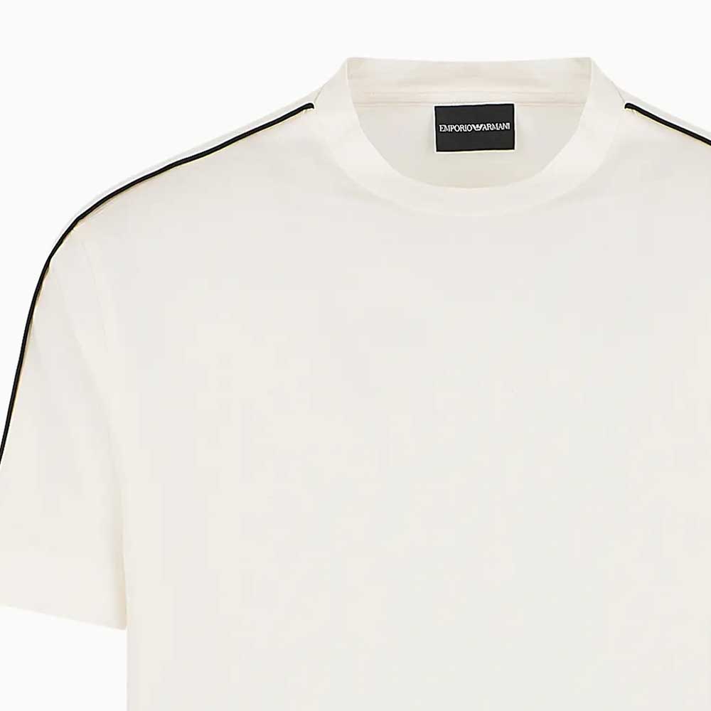 Emporio Armani SS24 Logo Strap Crew Neck Straight Cut Short Sleeve T-Shirt Men Tops Beige 3D1TD3-1JUVZ-0128