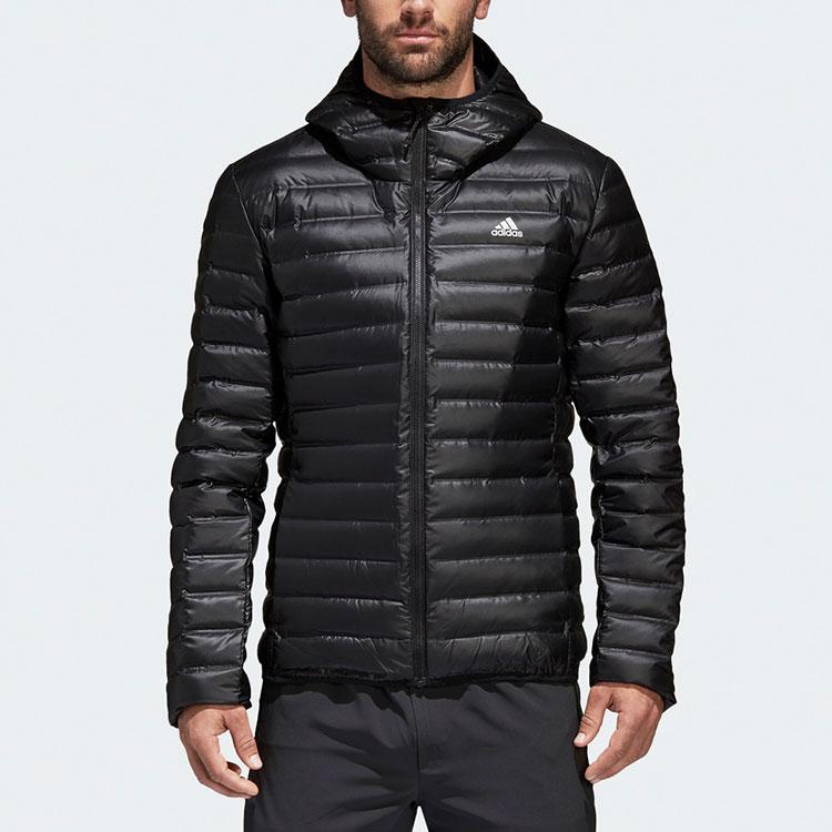 Adidas Ležérní sportovní teplá péřová bunda s kapucí Pánské bundy Černá BQ7782